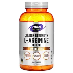 Аргінін NOW Sports L-Arginine 1000 mg Double Strength, 180 таблеток