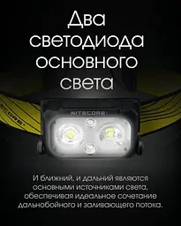 Налобний легкий ліхтарик Nitecore NU25 New 400лм (Чорний з жовтим) - мініатюра 6