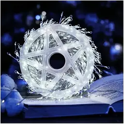 Гірлянда Роса на котушці феєрверк - мішура від USB, 20м, 600LED + пульт Білий
