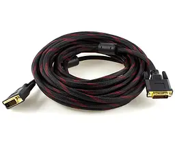 Кабель DVI-DVI Voltronic 2 феррита, оплетка, 24pin 5m