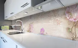 Вініловий кухонний фартух Бежева Абстракція наклейка для кухні квіти розлучення 60х250 см Happy Pocket Z181516 - мініатюра 2