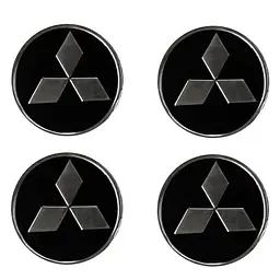 Наклейка на ковпак Mitsubishi 60мм чорний 4 шт