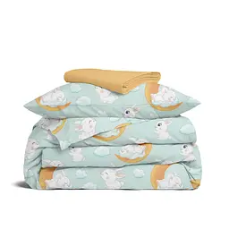 Дитяча постільна білизна в ліжечко SOFT BUNNY, м'ята (BunnyMoonOrangeMint_11Honey_140)