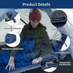 Спальник з капюшоном Naturehike MJ300 CNK2300SD014, темно-блакитний - мініатюра 3