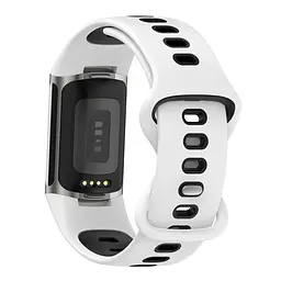 Силіконовий ремінець Primolux Sport для фітнес браслета Fitbit Charge 5/Charge 6 White Black/розмір М - мініатюра 4