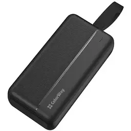 Універсальна мобільна батарея 30000 mAh, ColorWay, Black, 22.5 Вт, 2xUSB (QC4.0) / 1xType-C (PD3.0), LED індикатор (CW-PB300LPC2BK-PD)