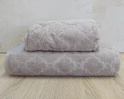Набір турецьких махрових рушників 50х90+70х140 Gulcan Jacquard Cotton Lux Motif Beige
