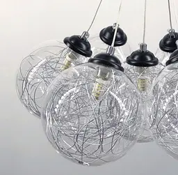 Підвісний світильник Transparent Bubbles на 9 плафонів з металевою ниткою Line.F 371/9 - мініатюра 6
