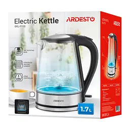 Електрочайник Ardesto Strix скло 1.7 л черный (EKL-F110) - мініатюра 2