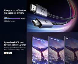 Кабель HDMI UGREEN HD171 2.1 8K 60 Гц 8 м чорний (25913) - мініатюра 4