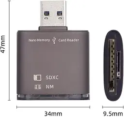 Кардрідер USB 3.0 для карт NM та SD, подвійний слот, швидкість до 5 Гбіт/с - мініатюра 4