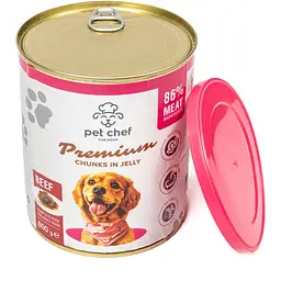 Вологий корм для дорослих собак Pet Chef Шматочки в желе з яловичиною 800 г - мініатюра 2