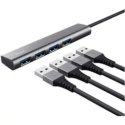 Концентратор Halyx Type-C to 4-Port USB-A 3.2 Grey Trust (24948_TRUST) - мініатюра 6