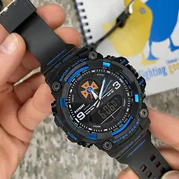 Наручний годинник чоловічий 001BUDSNS ДСНС Чорний з синім + Коробка. Patriot acs0031084 - мініатюра 2