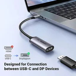 Перехідник USB-C to DisplayPort Ugreen CM654 Thunderbolt 4 8k 60hz Grey (15575) - мініатюра 6