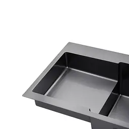 Кухонна мийка Kroner KRP Schwarze - 7848RHM PVD (3,0/1,0 мм) CV030024, Чорний - мініатюра 7
