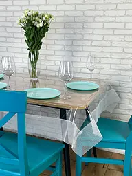 Скатертина силіконова з білою перлинною стрічкою 240х200 см - мініатюра 4
