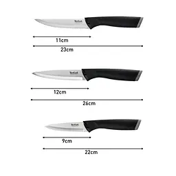 Набір ножів Essential, 3шт, нержавіюча сталь, пластик, чорний Tefal kuh0014557 - мініатюра 9