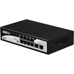 Комутатор PowerLink SP802F 10xFE (8xPoE, 2xUplink), 96Вт, Некерований 2E teh0018108