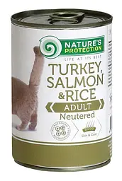 Вологий корм для стерилізованих котів з індичкою, лососем Nature's Protection Neutered Turkey, Salmon, 400г