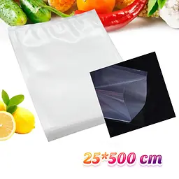 Харчові пакети для вакууматора в рулонах 25*500 см пакети для сувид рулонні пакети для вакууматора - мініатюра 2