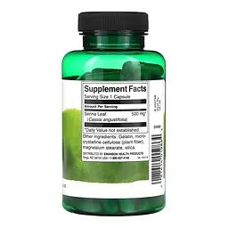 Листя Сенни Swanson Senna Leaf 500 mg 100 сaps (1086-2023-10-4073) - мініатюра 2