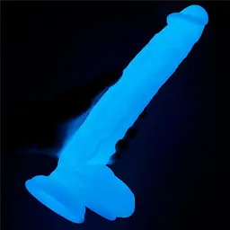 Неоновий фалоімітатор LoveToy Lumino Play 26.9 см блакитний - мініатюра 6
