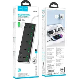 Мережевий подовжувач Hoco AC13A Talento 5-position Socket (1C3A) Black - мініатюра 4