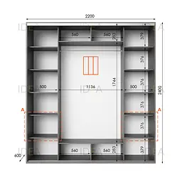 Шафа-купе Idea серія 4 220 x 60 x 240 см Венге темний Дзеркало - мініатюра 2