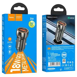 Автомобільний зарядний пристрій Hoco Z46 Синій shield single port QC3.0 car charger Темно-сірий - мініатюра 3