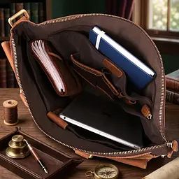 Стильный портфель в винтажном стиле из натуральной кожи Vintage 22673 коричневый - миниатюра 9