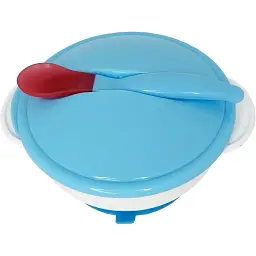 Тарілка на присосці з термоложкою та кришкою Mega Zayka MGZ-0101 (Blue) - мініатюра 2