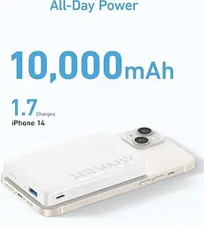 Повербанк Anker 334 MagGo 10000 mAh 20 W з бездротовою, магнітною зарядкою Magsafe для iPhone білий - мініатюра 3