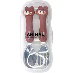 Набір столових приладів MegaZayka Animal Медведик металеві в футлярі (0102) - мініатюра 2