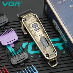 Машинка для стрижки волосся бездротова з тримером для бороди VGR V-005 Золотиста - мініатюра 2