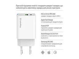 Мережевий зарядний пристрій ColorWay GaN Mini 45 W White (CW-CHS060PD-WT) - мініатюра 4