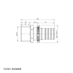 Перехідник з ЗР Koer Ka.A08M-25 - 25(3.5mm) x 3/4"M KR4853 - мініатюра 2