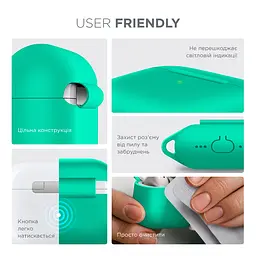 Силіконовий чохол для навушників Apple AirPods 4, Hang Case, бірюзовий, ультратонкий захисний кейс товщиною 2 мм, захист від подряпин, пилу та ударів, компактний, з карабіном для кріплення, ArmorStandart (ARM81287) - мініатюра 5