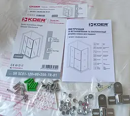 Душова кабіна без піддону Koer SR SC01-120x80x200-TR-01 прозоре скло Easy Clean 8 мм, хром KR5353, Універсальна, прозорий, хром - мініатюра 8