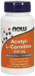 Ацетил Л карнітин Now Foods Acetyl-L-Carnitine 500 мг 50 капс