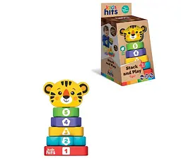 Дерев'яна пірамідка, що розвиває Kids hits Stack and Play з цифрами і головою тигра (KH20/014)