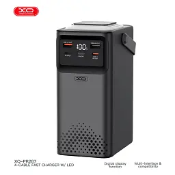 Батарея універсальна XO 80000mAh, PD/20W, QC/22,5W, Lamp, black (XO-PR287-BK) - мініатюра 3