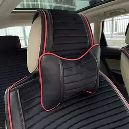 Подушка на підголовник під шию Napoli Premium Чорні червоний кант 1 шт - мініатюра 7