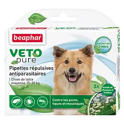 БІО Каплі від бліх і кліщів для собак вагою 15-30 кг Beaphar Veto pure 3 шт/уп