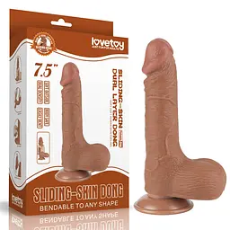 Фалоімітатор Sliding-Skin Dual Layer Dong 7.5'' 19.5 см (коричневий) - мініатюра 7