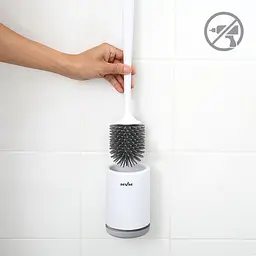 Йоржик для унітазу МВМ My Home клейкий настінний BP-12, білий з сірим (BP-12 WHITE/GRAY) - мініатюра 10