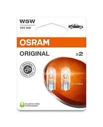 Комплект вказівних ламп розжарювання OSRAM 2825-2BL W5W 12V W2.1X9.5D Blister (2 шт) - мініатюра 3