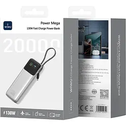 Зовнішній акумулятор WiWU PM301 20000mAh 130W Gray (6979107512744) [172715] - мініатюра 6