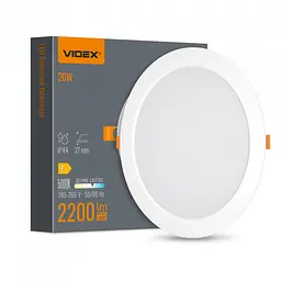 LED світильник Back вбудований круглий VIDEX 20W 5000K