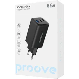 Мережевий зарядний пристрій Proove Pocket GaN 65W 2 USB-C/USB-A Black (WCPG65121201) [130258] - мініатюра 3